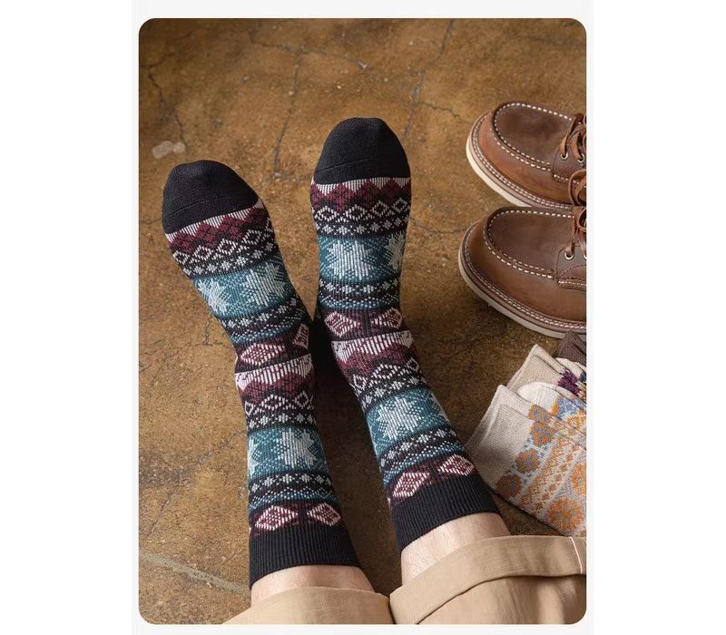 Men's Vintage Fair Isle Double-Knit Crew Socks