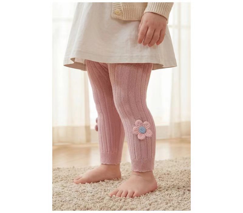 Baby Girls' 3D Flower Ribbed Knit Tights