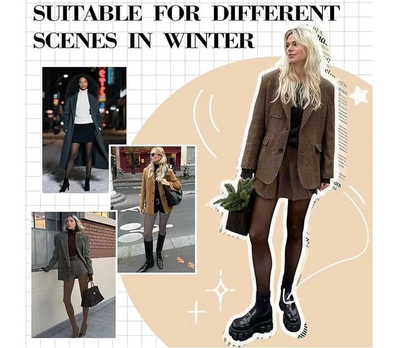 Women's Fleece-Lined Faux-Sheer Thermal Tights