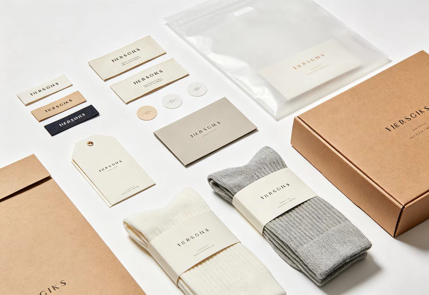 Private-label packaging for socks and hosiery